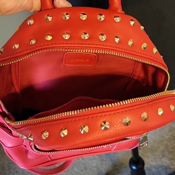 Bebe Red Studded Backpack - Picture 11 of 13